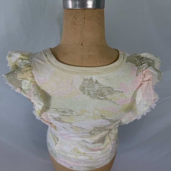 Pilco Anthropologie Light Yellow Floral Tank Puff Sleeve Detail Size XS - Picture 8 of 12